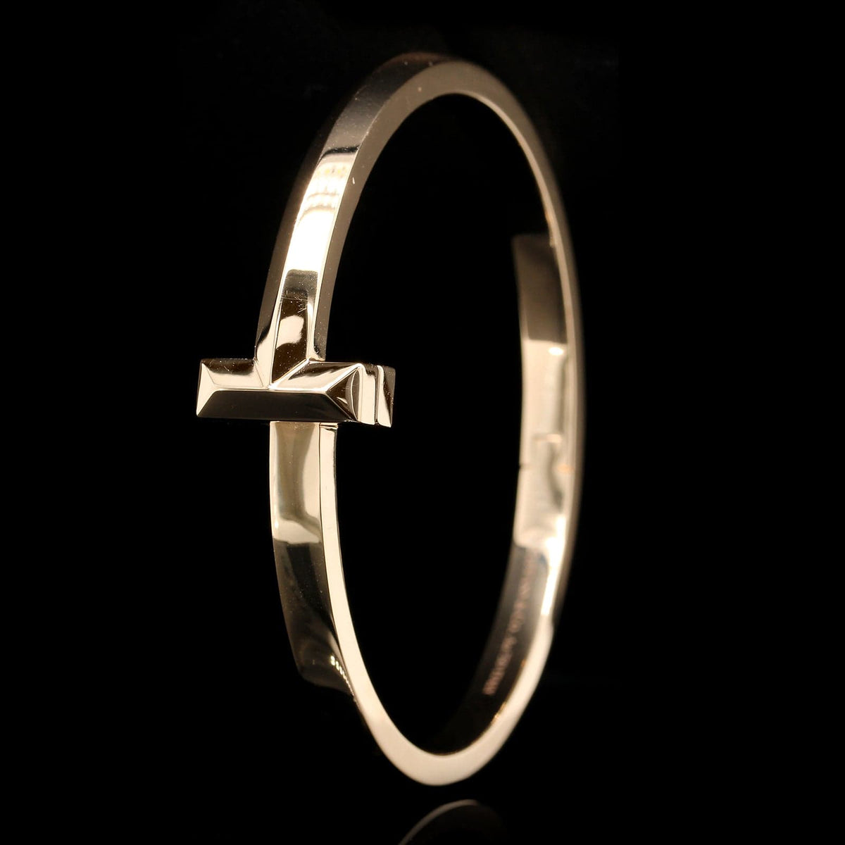 Tiffany & Co. 18K Rose Gold Estate 'T1' Wide Hinged Bangle Bracelet