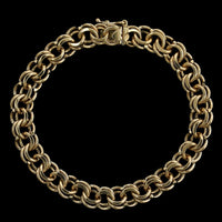 14K Yellow Gold Estate Double Link Charm Bracelet