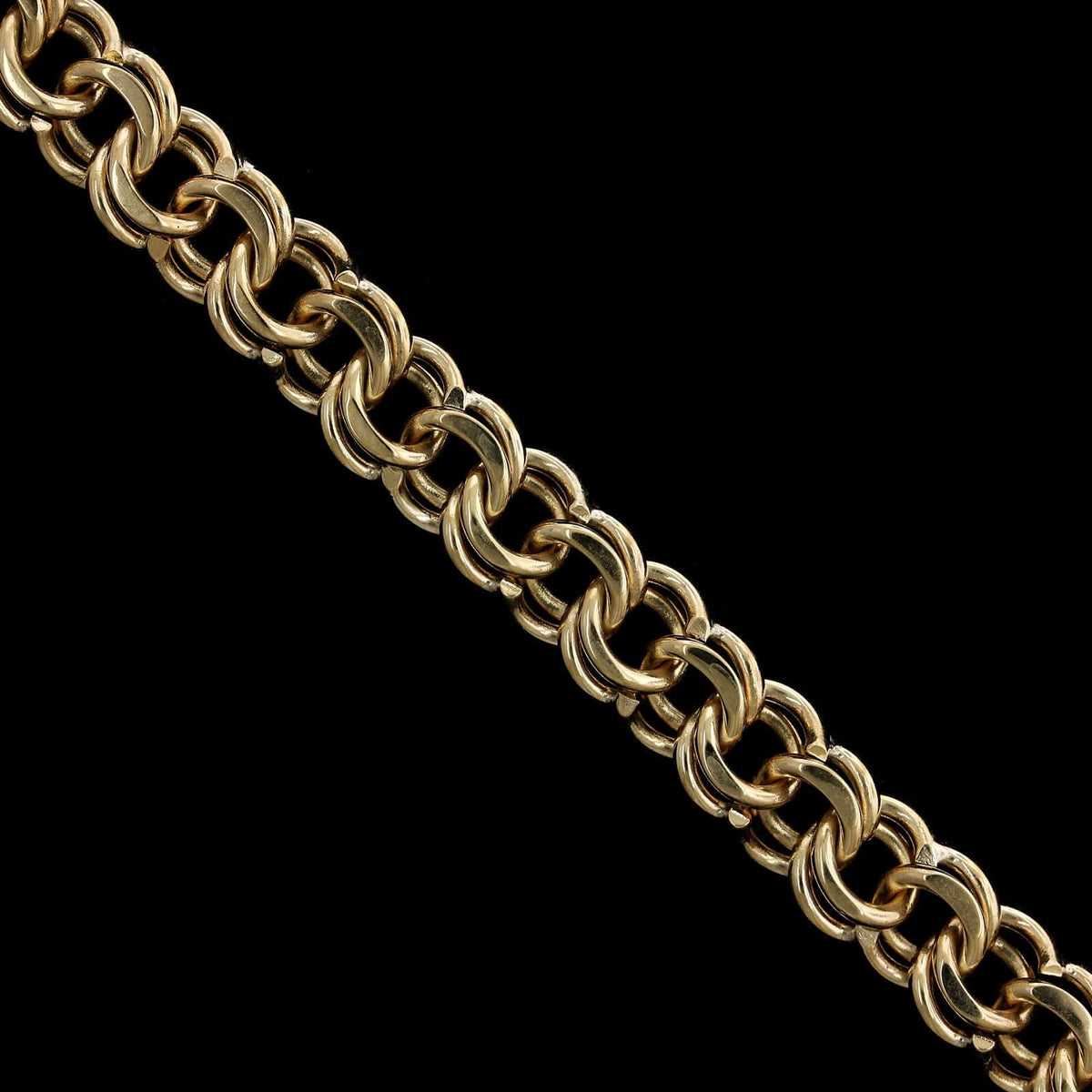14K Yellow Gold Estate Double Link Charm Bracelet