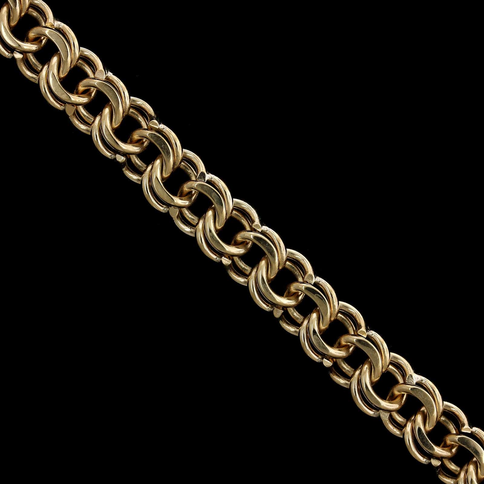 14K Yellow Gold Estate Double Link Charm Bracelet