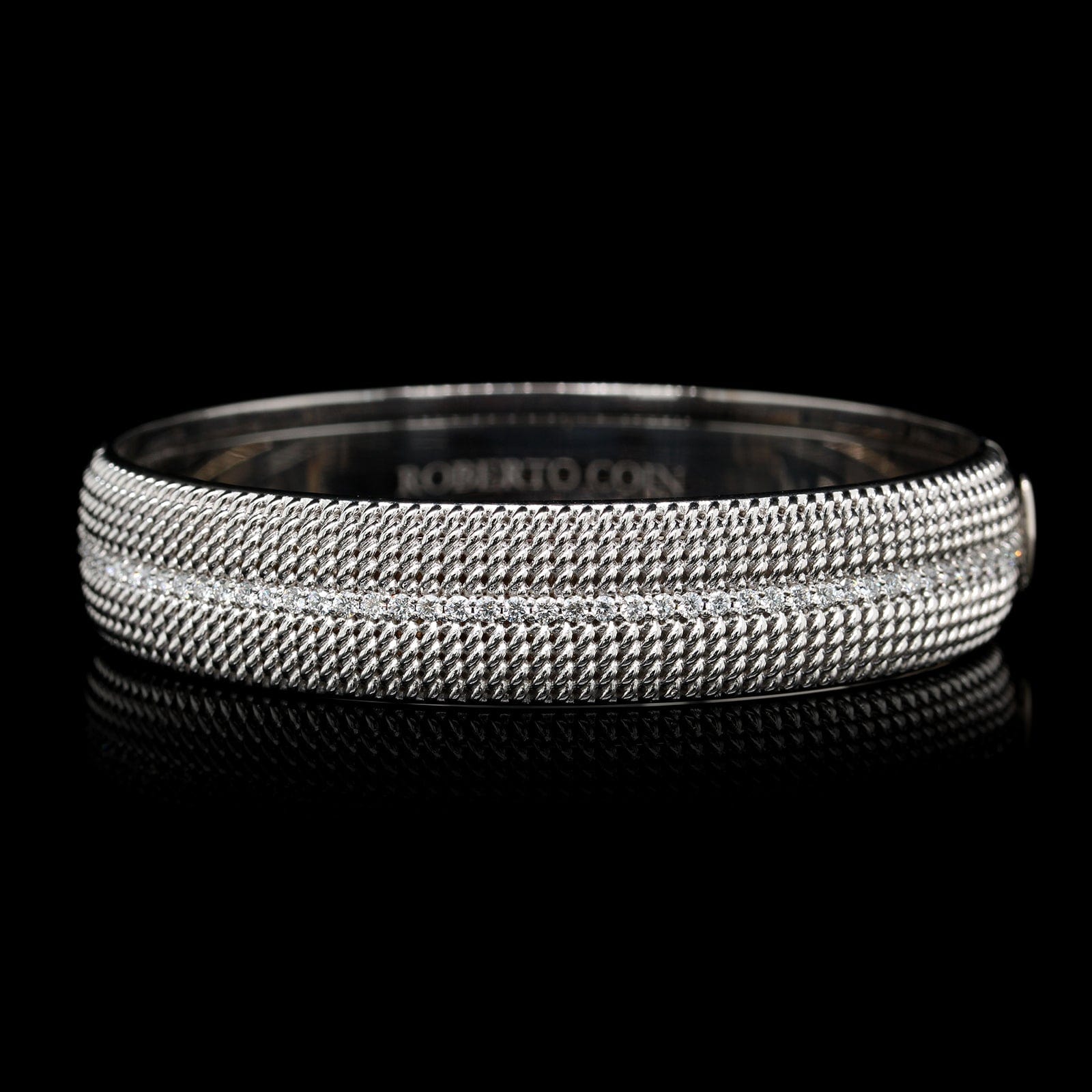 Roberto Coin 18K White Gold Estate Diamond 'Opera' Wide Bangle Bracelet
