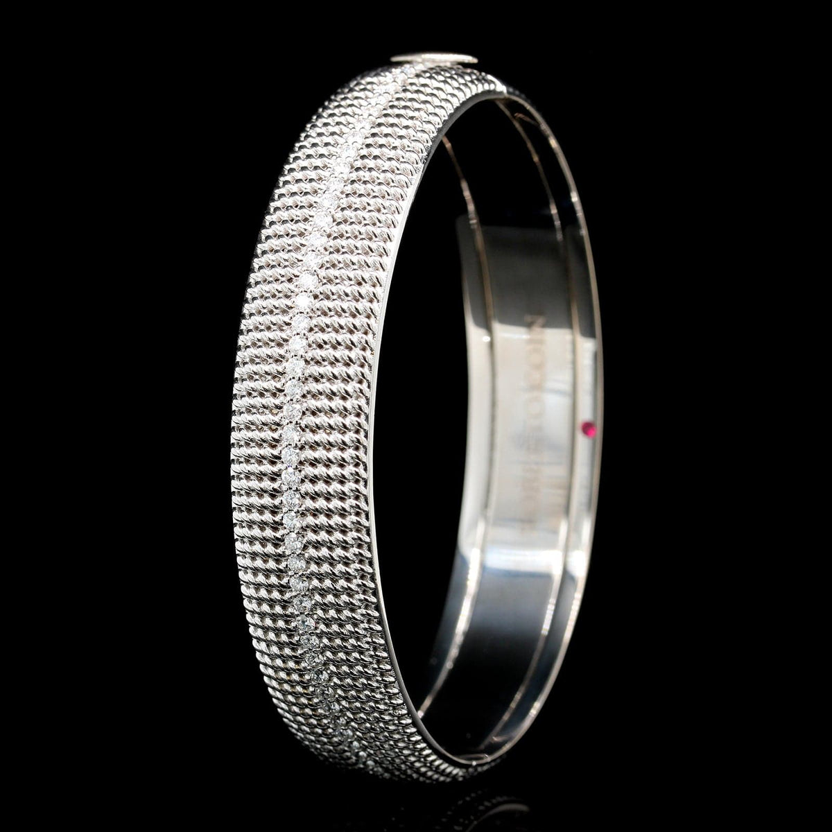 Roberto Coin 18K White Gold Estate Diamond 'Opera' Wide Bangle Bracelet