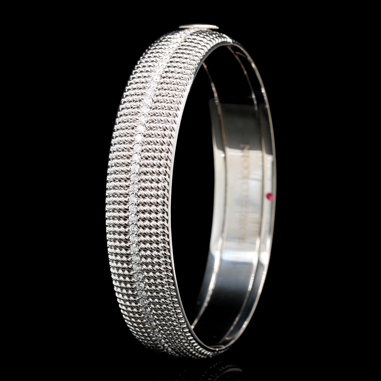 Roberto Coin 18K White Gold Estate Diamond 'Opera' Wide Bangle Bracelet