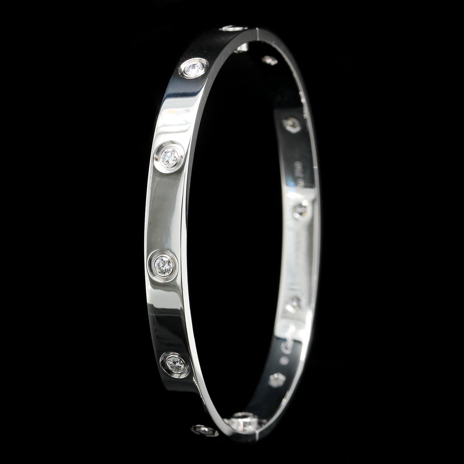 Cartier 18K White Gold Estate Diamond 'Love' Bracelet
