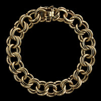 14K Yellow Gold Estate Double Link Charm Bracelet