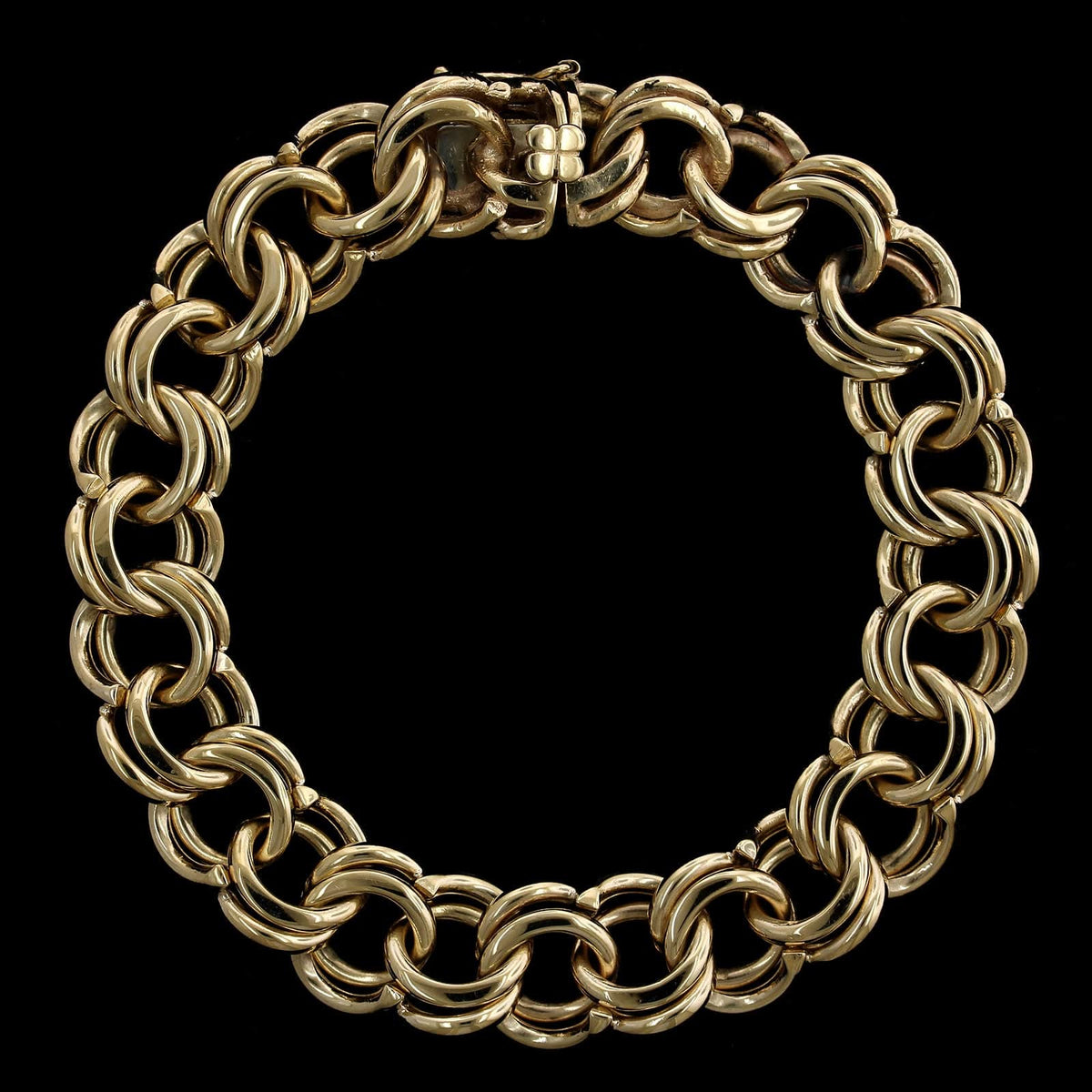 14K Yellow Gold Estate Double Link Charm Bracelet