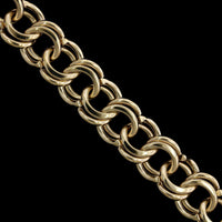 14K Yellow Gold Estate Double Link Charm Bracelet
