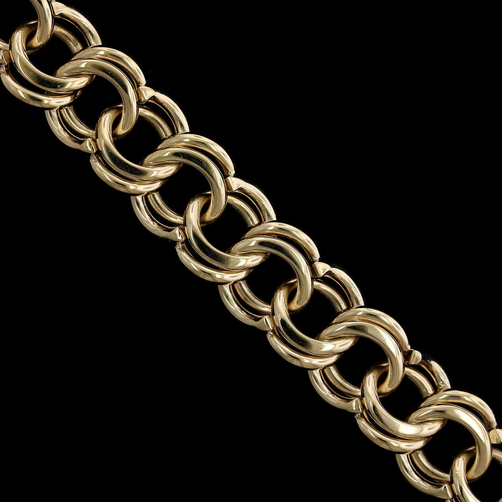 14K Yellow Gold Estate Double Link Charm Bracelet