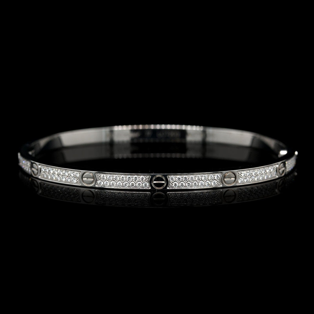 Cartier 18K White Gold Estate Diamond Paved Love Bracelet