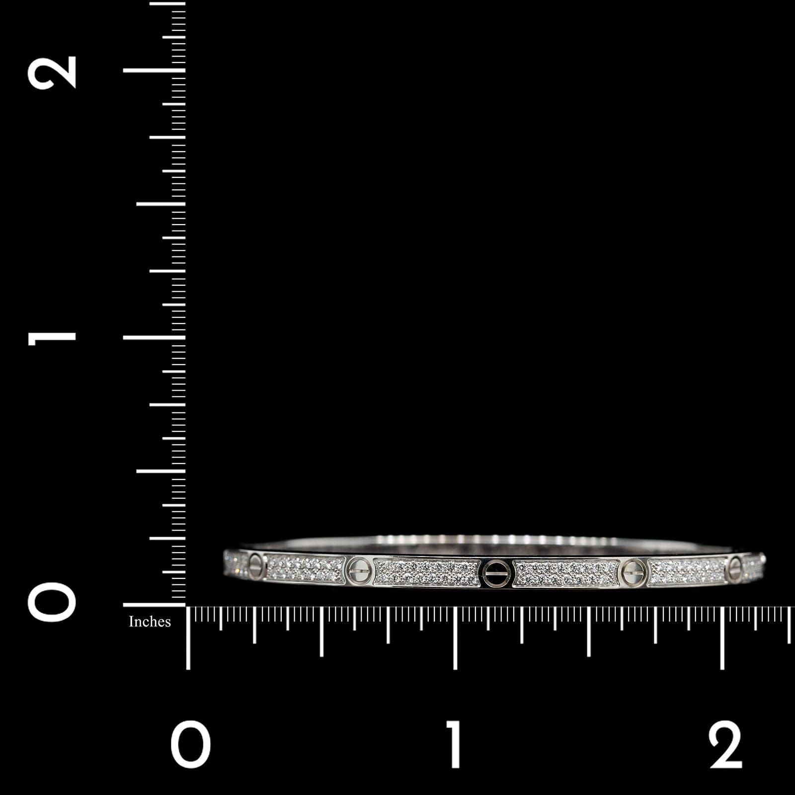 Cartier 18K White Gold Estate Diamond Paved Love Bracelet