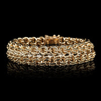 14K Yellow Gold Estate Double Row Charm Bracelet
