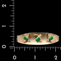 14K Yellow Gold Estate Jade and Diamond Bug Bangle Bracelet