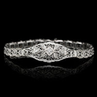 Vintage 14K White Gold Estate Filigree Diamond Bracelet