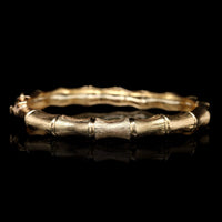 14K Yellow Gold Estate Bamboo Hinged Bangle Bracelet
