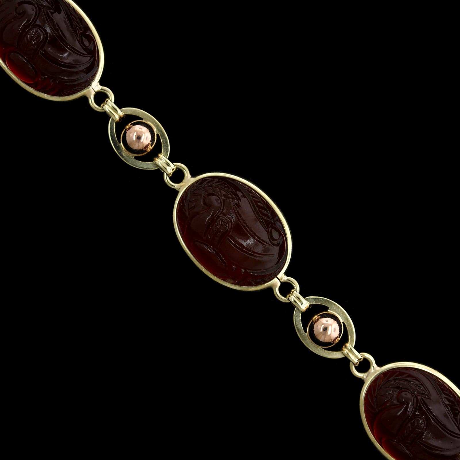 14K Yellow and Rose Gold Estate Carnelian Bracelet
