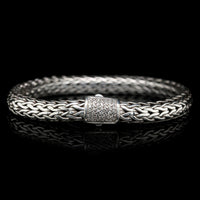 John Hardy Sterling Silver Estate Diamond Classic Chain Bracelet
