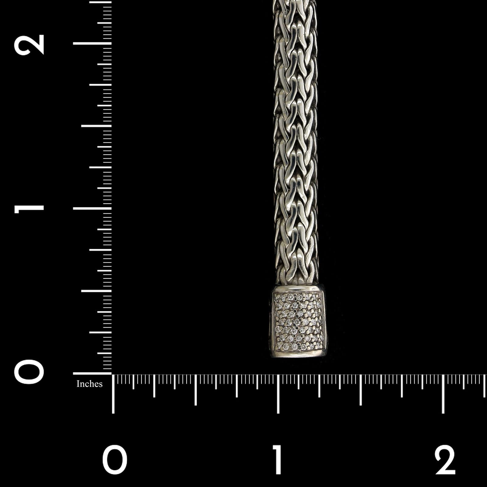 John Hardy Sterling Silver Estate Diamond Classic Chain Bracelet