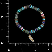Sydney Evan 14K Yellow Gold Estate  Multi Stone Rainbow 'Heishi' Bead and Diamond Bracelet