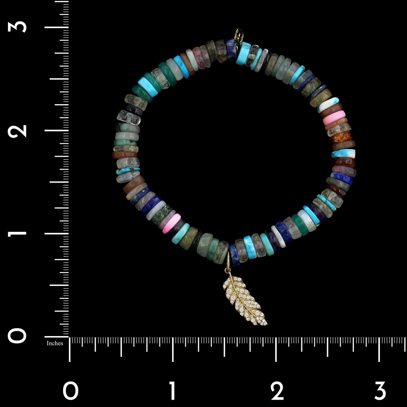 Sydney Evan 14K Yellow Gold Estate  Multi Stone Rainbow 'Heishi' Bead and Diamond Bracelet