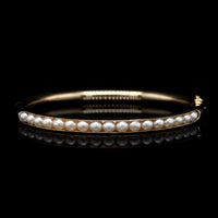 14K Yellow Gold Estate Cultured Pearl Bangle