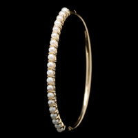 14K Yellow Gold Estate Cultured Pearl Bangle
