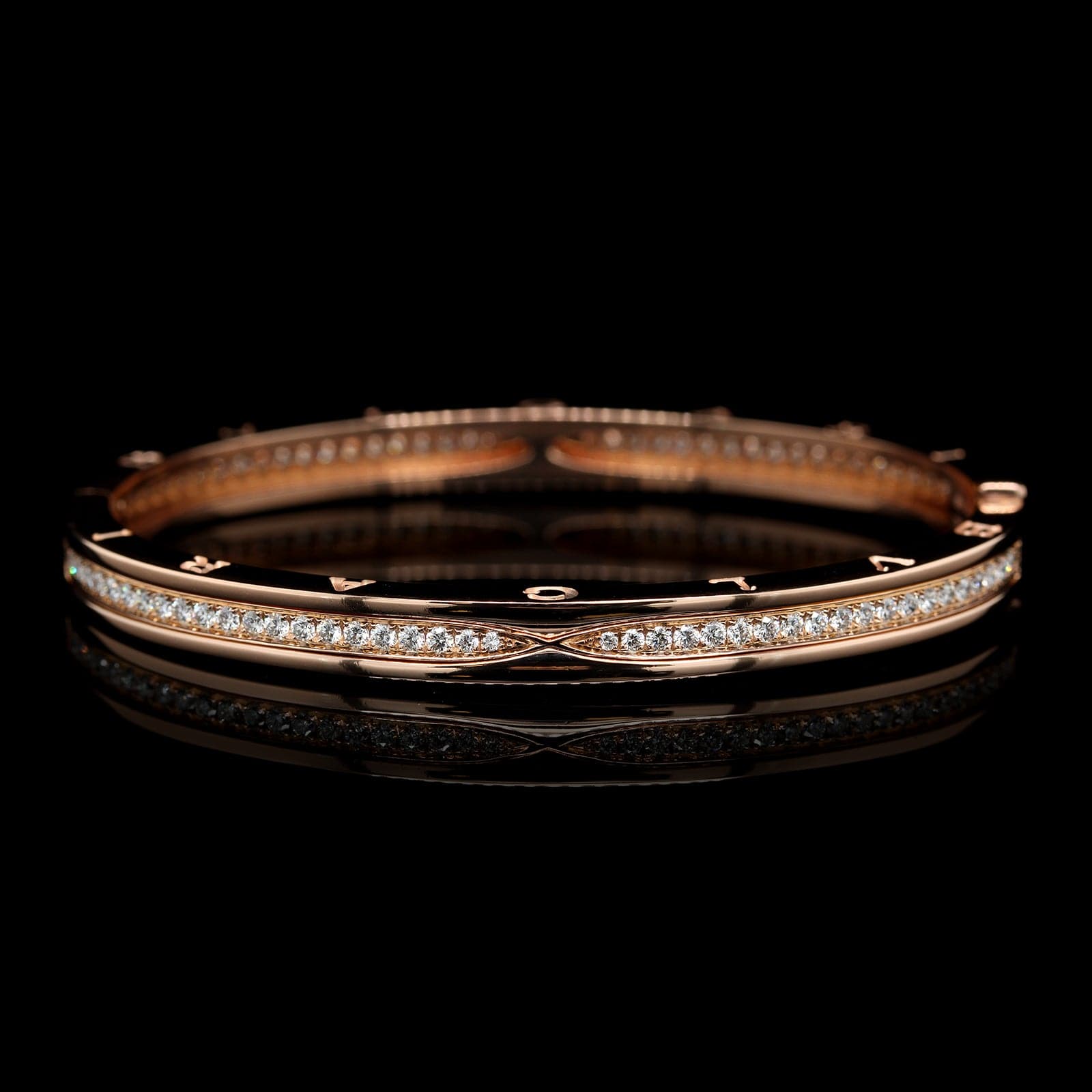 Bulgari 18K Rose Gold Estate Diamond 'B.Zero1' Bracelet