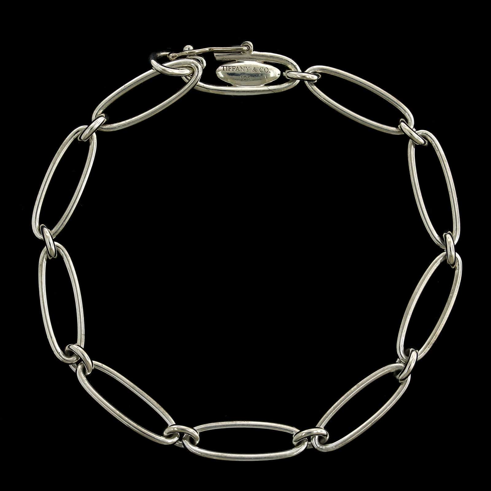 Tiffany & Co. Sterling Silver Elsa Peretti Oval Link Charm Bracelet