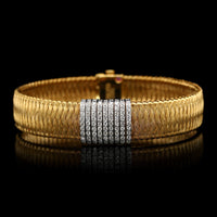 Roberto Coin 18K Yellow Gold Estate Silk Weave Diamond Bar Bracelet