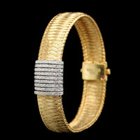 Roberto Coin 18K Yellow Gold Estate Silk Weave Diamond Bar Bracelet