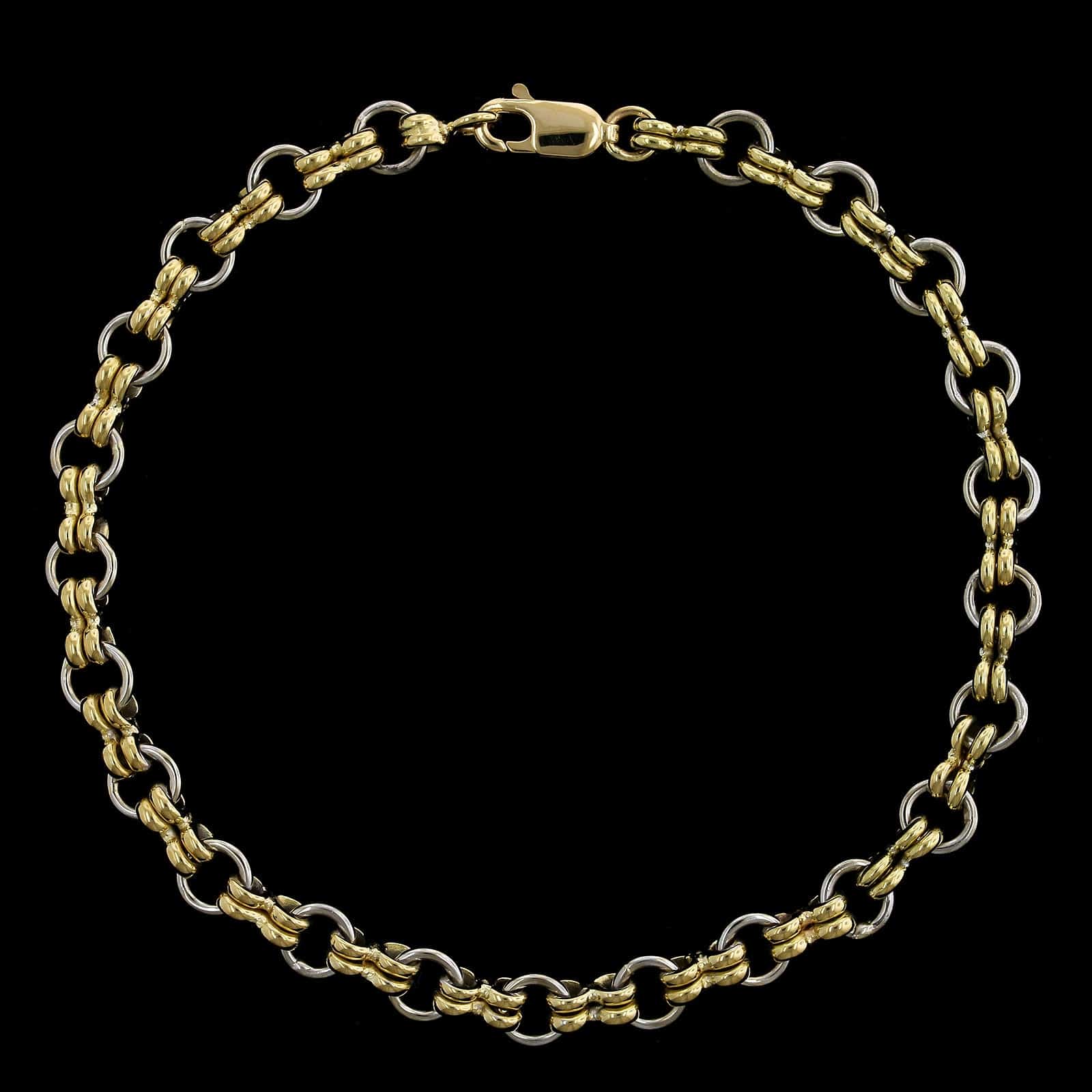 18K Two-tone Gold Estate Fancy Link Bracelet