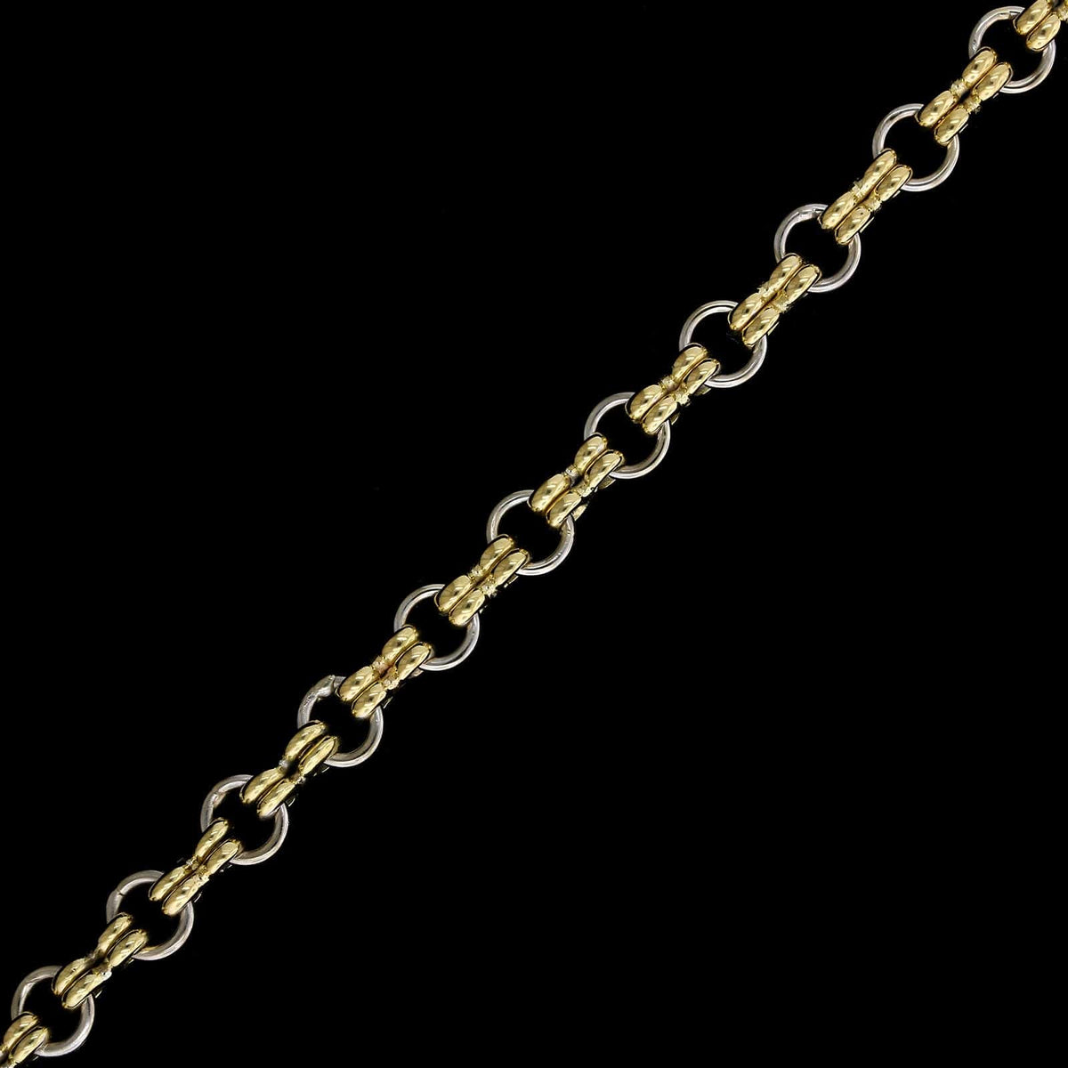 18K Two-tone Gold Estate Fancy Link Bracelet