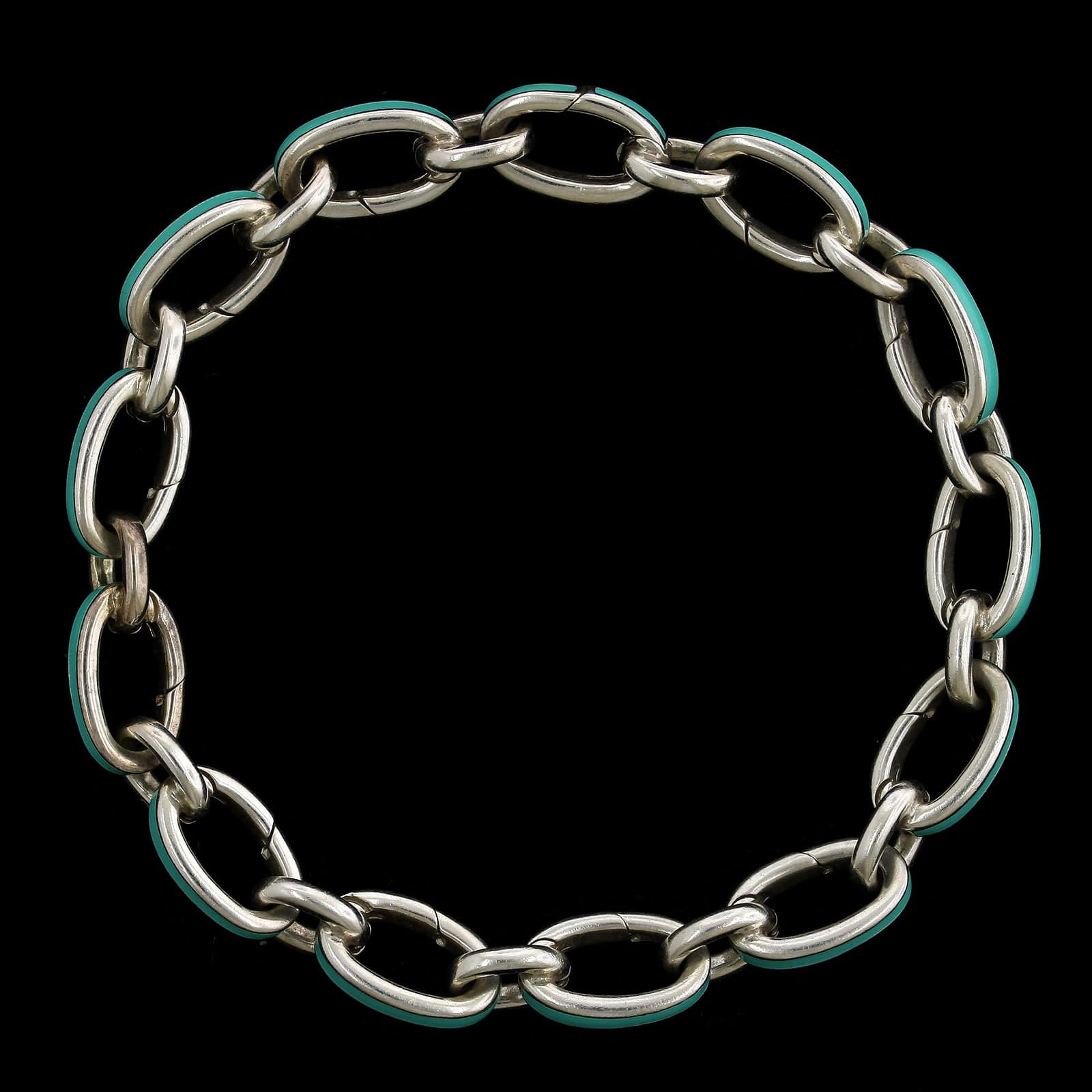 Tiffany & Co. Sterling Silver Estate Tiffany Blue Clasping Link Bracelet