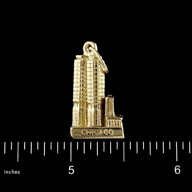 14K Yellow Gold Estate Marina City Towers Chicago Charm