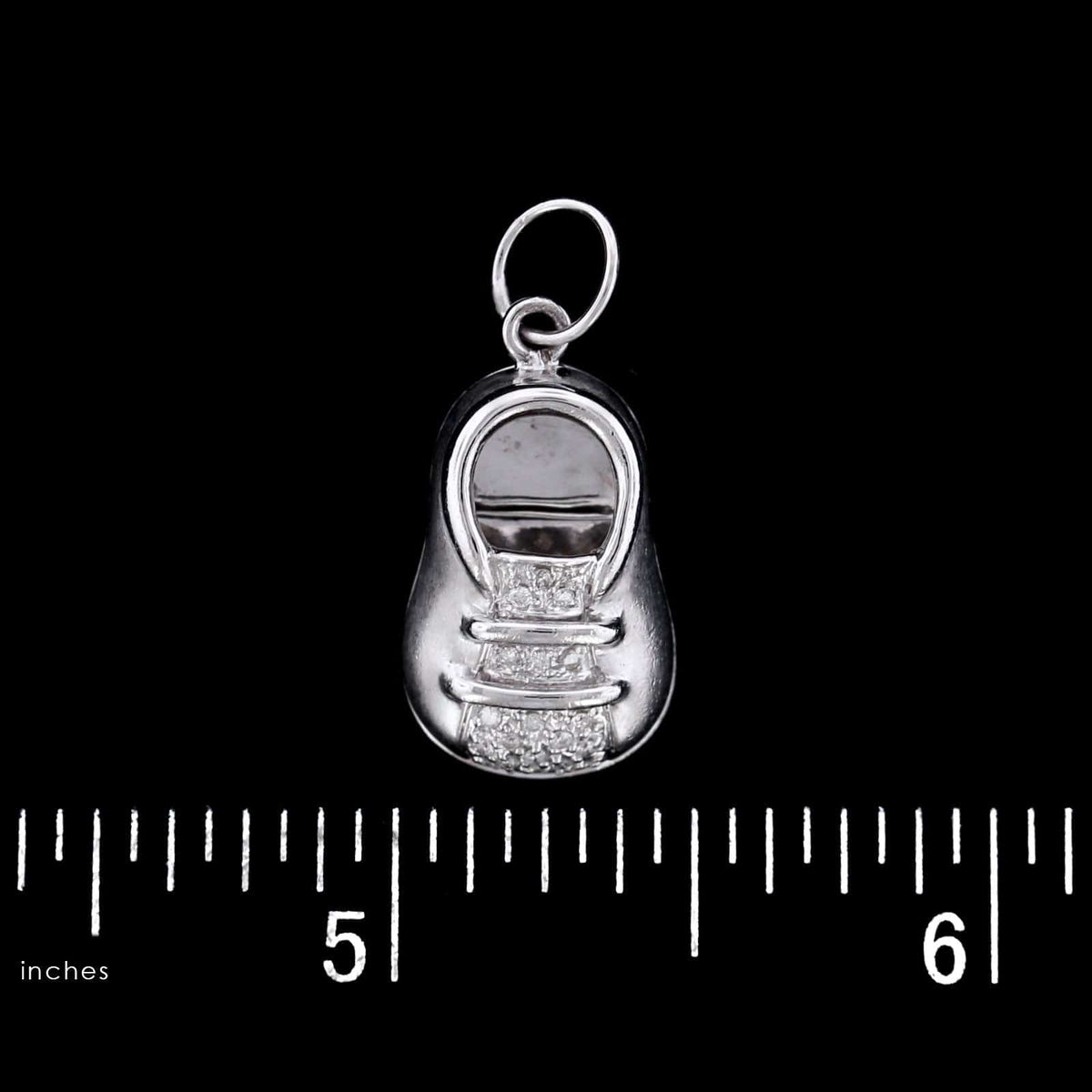 14K White Gold Estate Diamond Baby Shoe Charm