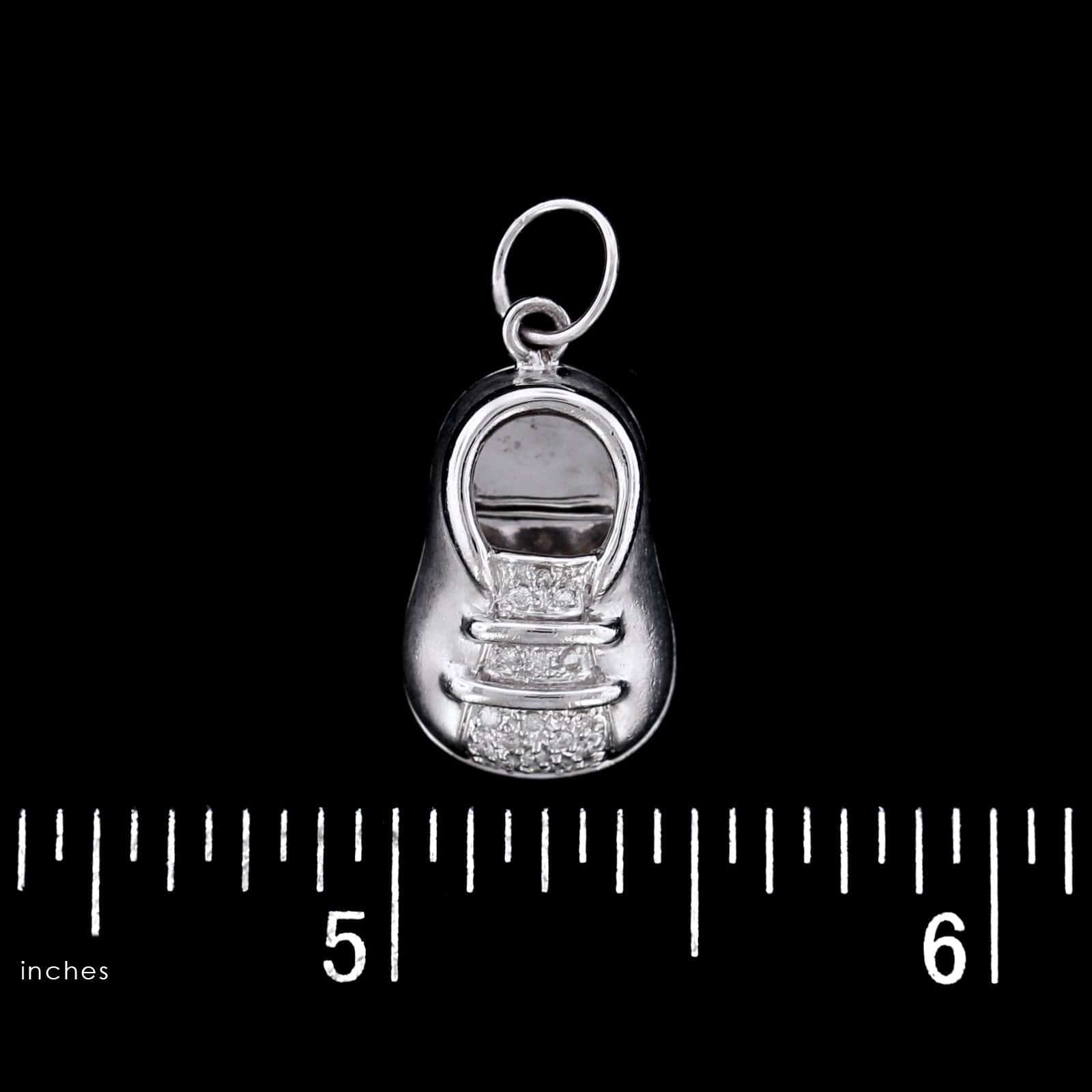 14K White Gold Estate Diamond Baby Shoe Charm