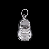 14K White Gold Estate Diamond Baby Shoe Charm