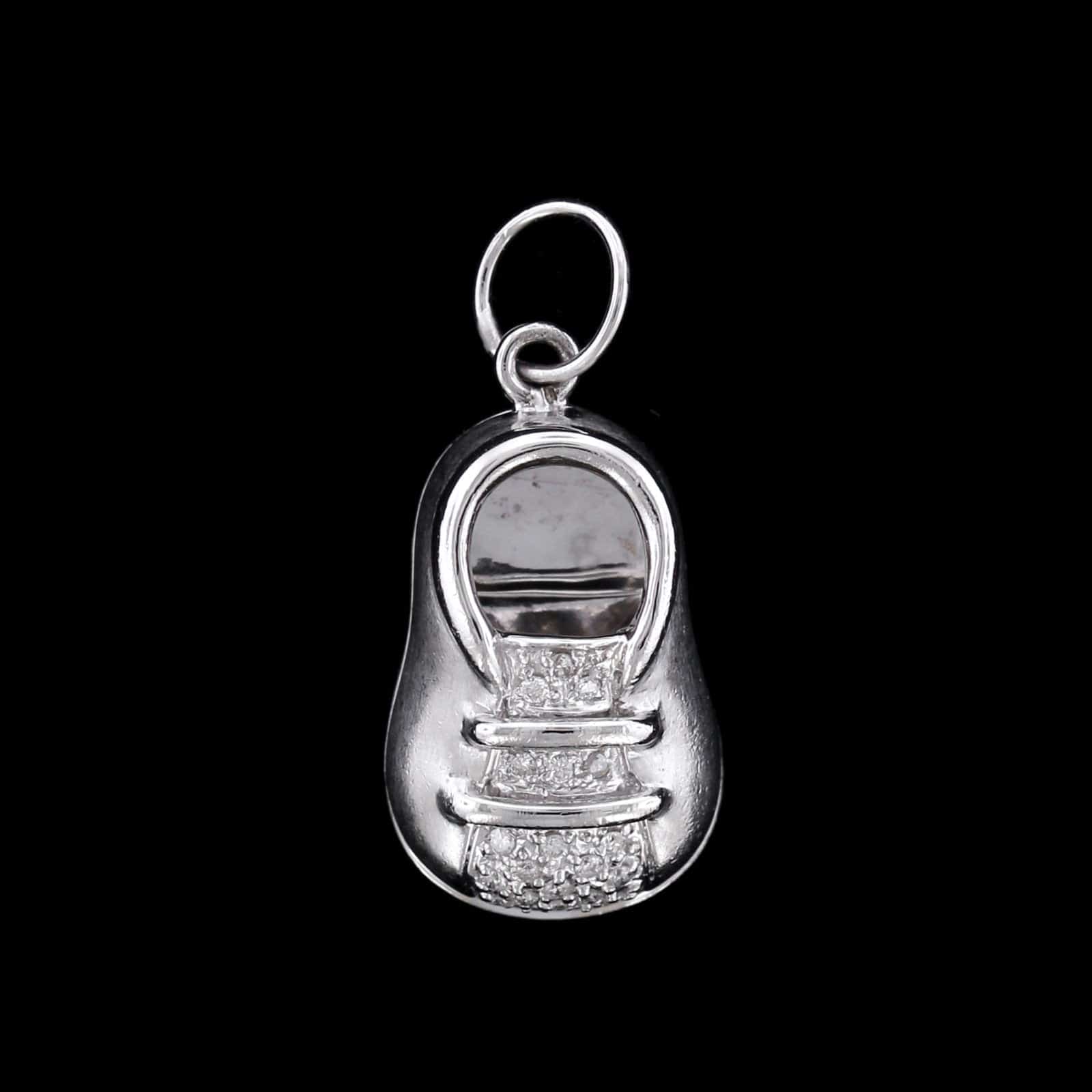 14K White Gold Estate Diamond Baby Shoe Charm