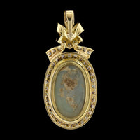 18K Yellow Gold Estate Opal and Diamond Pendant