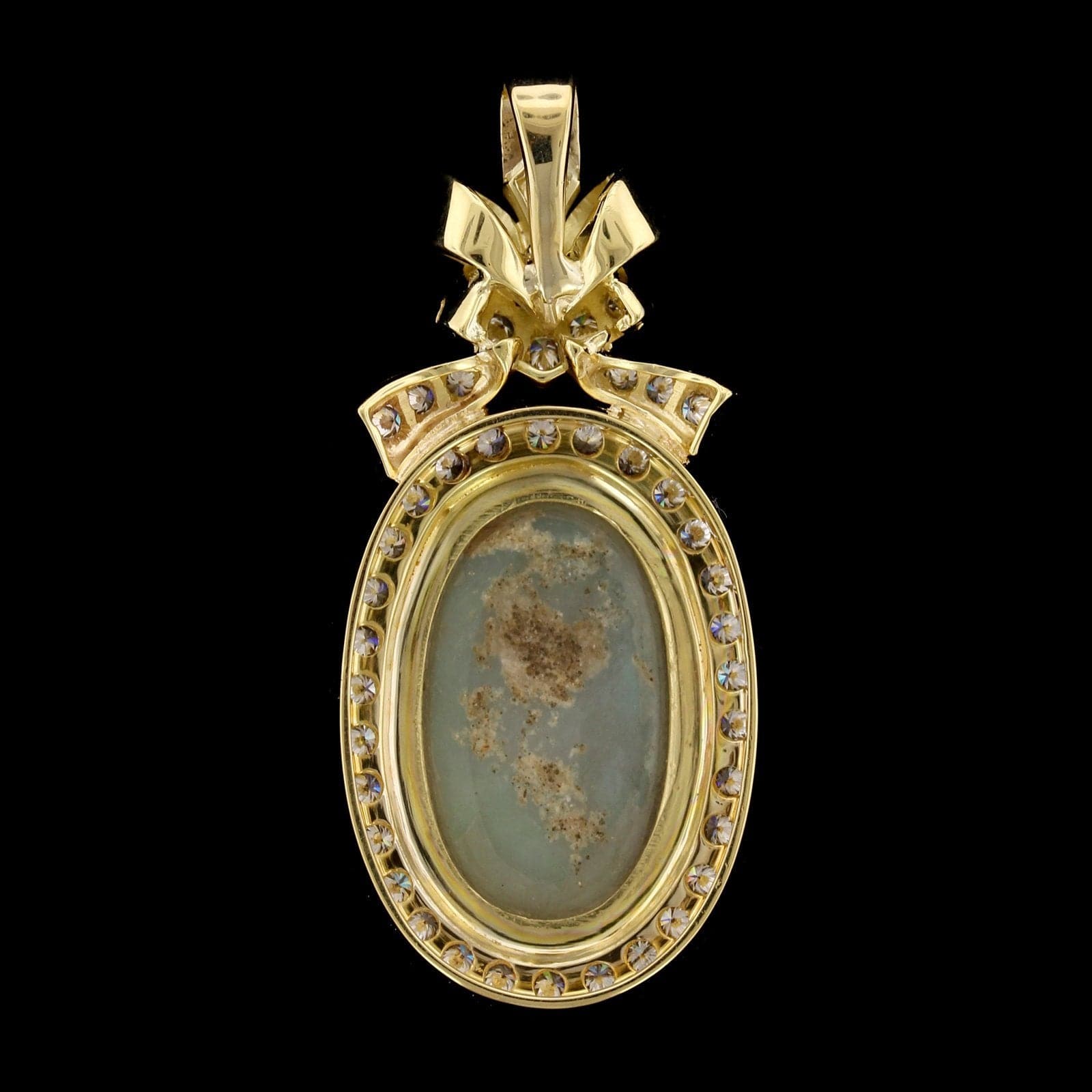 18K Yellow Gold Estate Opal and Diamond Pendant