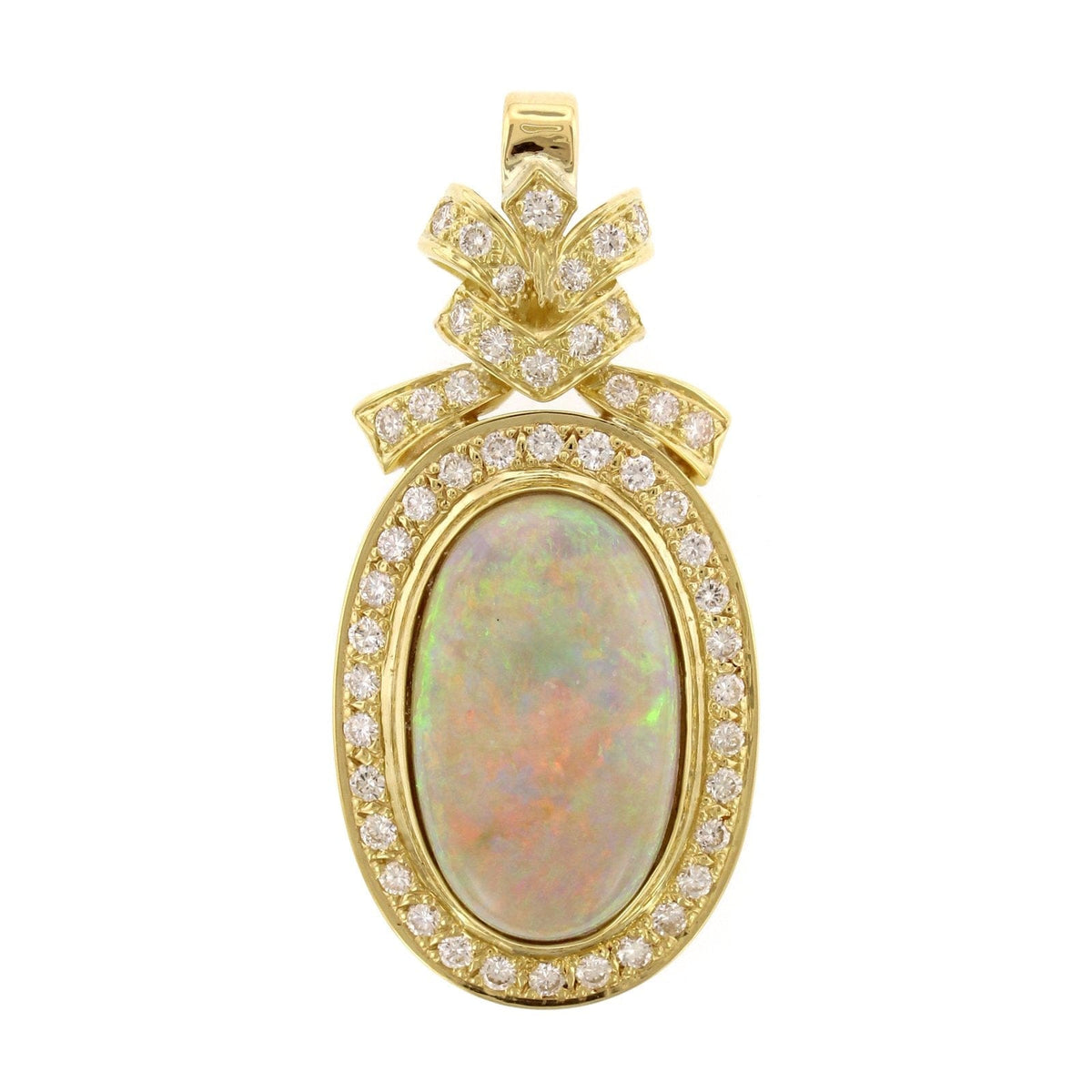 18K Yellow Gold Estate Opal and Diamond Pendant