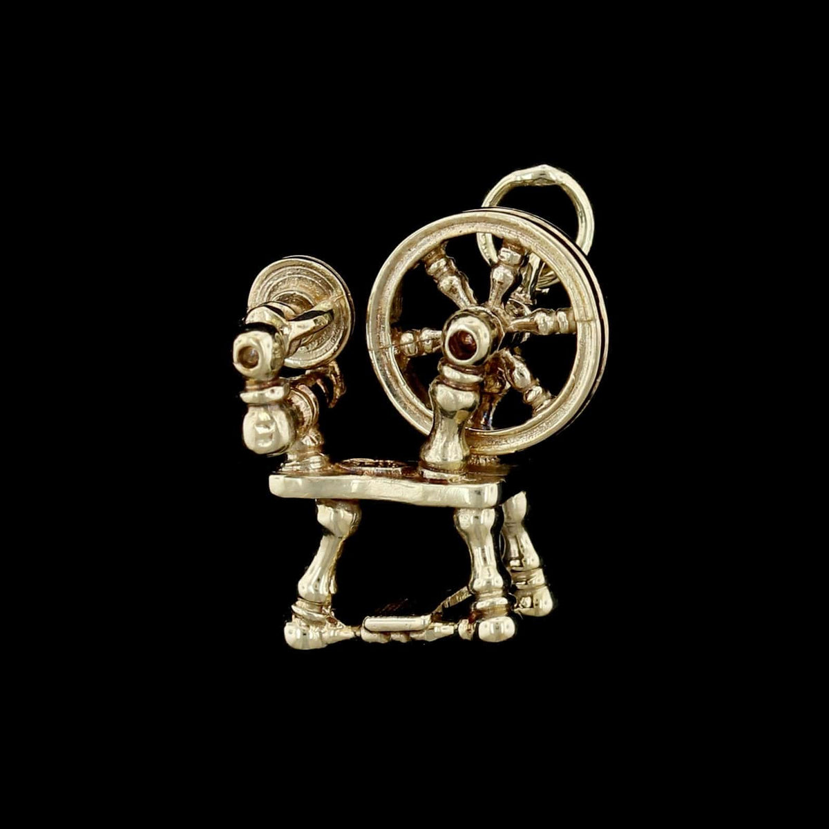 14K Yellow Gold Estate Moving Spinning Wheel Charm