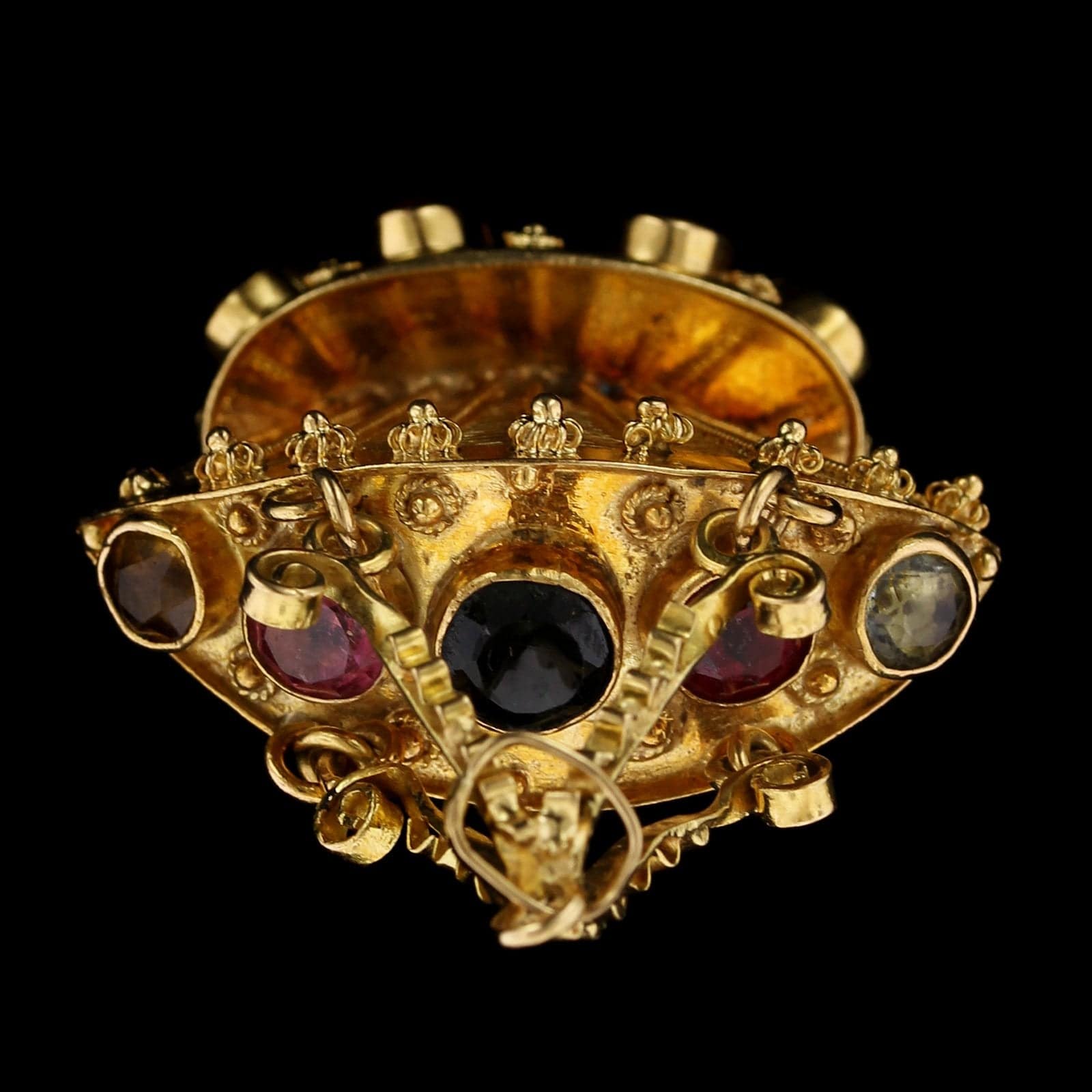18K Yellow Gold Estate Gem-set Basket Charm