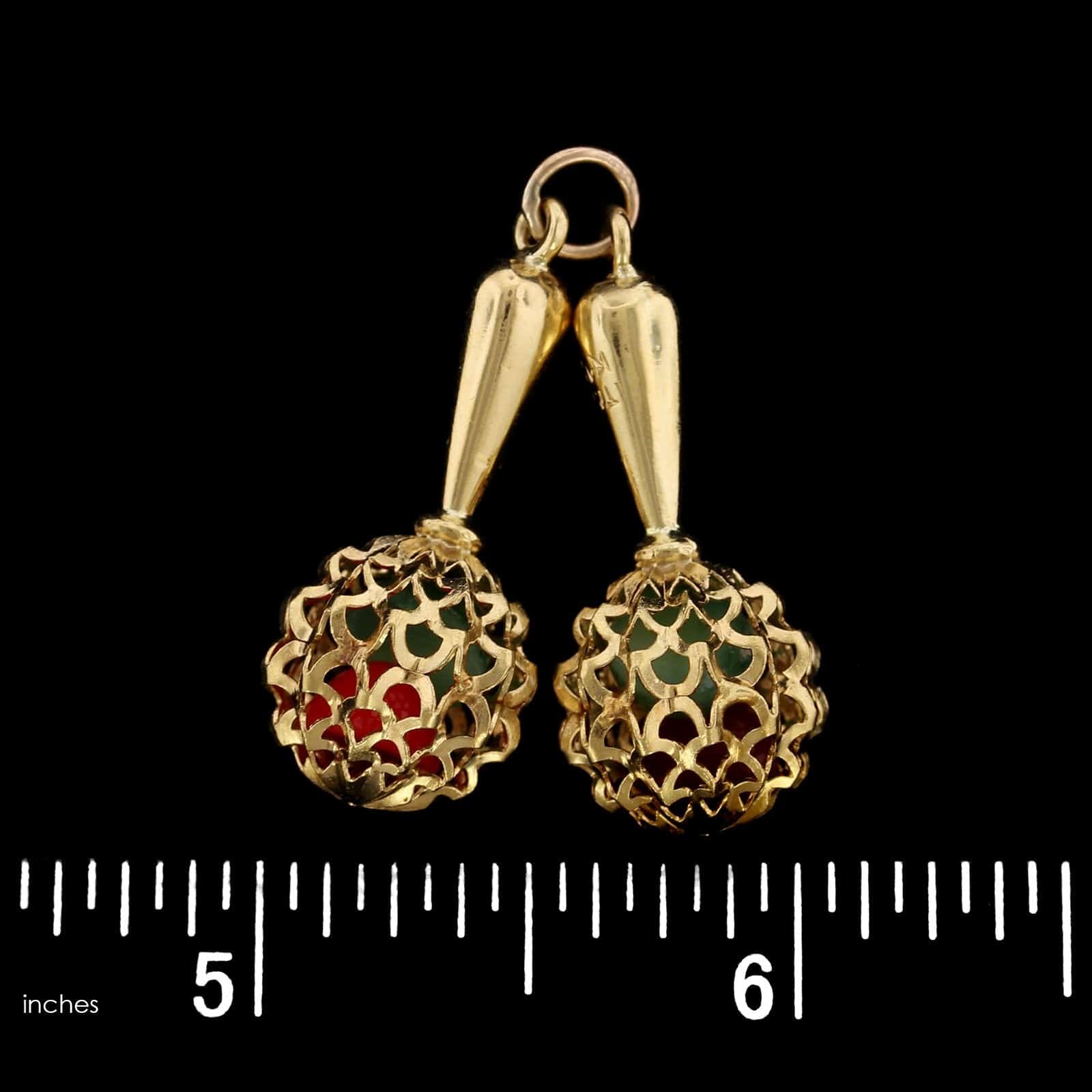 18K Yellow Gold Estate Maracas Charm