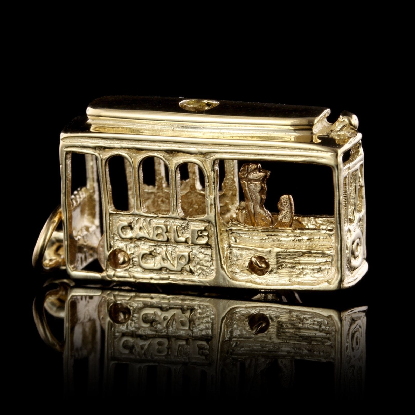 14K Yellow Gold Estate Cable Car Charm
