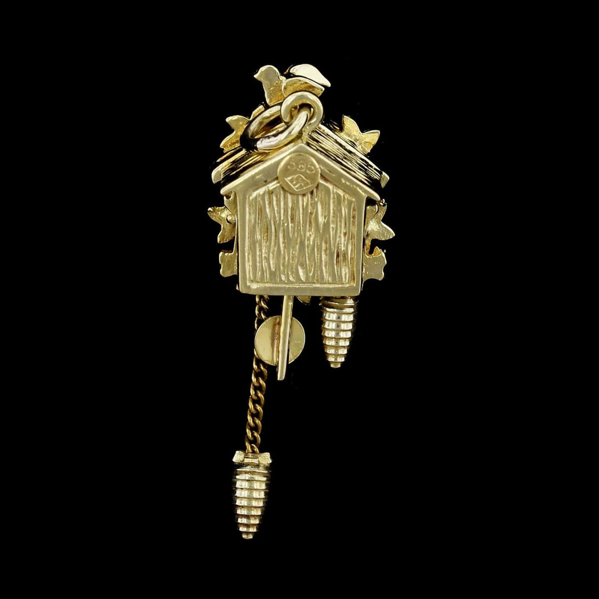 14K Yellow Gold Estate Movable Cuckoo Clock Charm