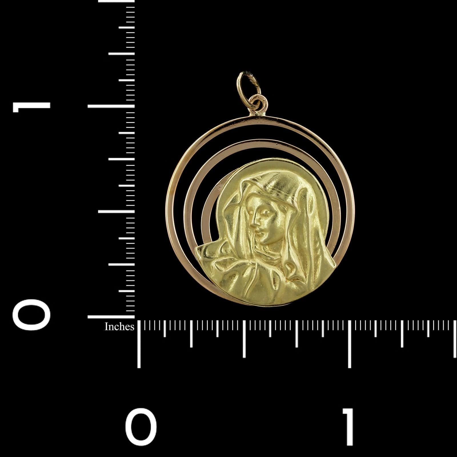 18K Yellow and Rose Gold Estate Virgin Mary Madonna Medal