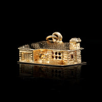 14K Yellow Gold Estate Log Cabin Charm