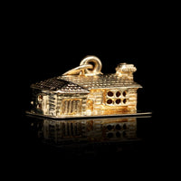 14K Yellow Gold Estate Log Cabin Charm