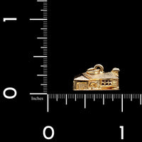 14K Yellow Gold Estate Log Cabin Charm