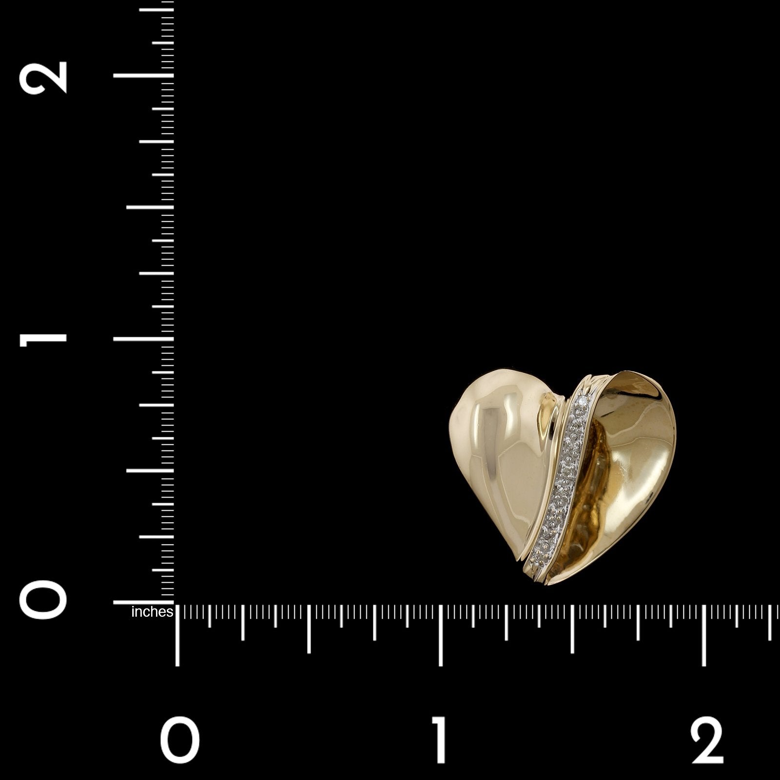 14K Yellow Gold Estate Diamond Heart Slide Pendant